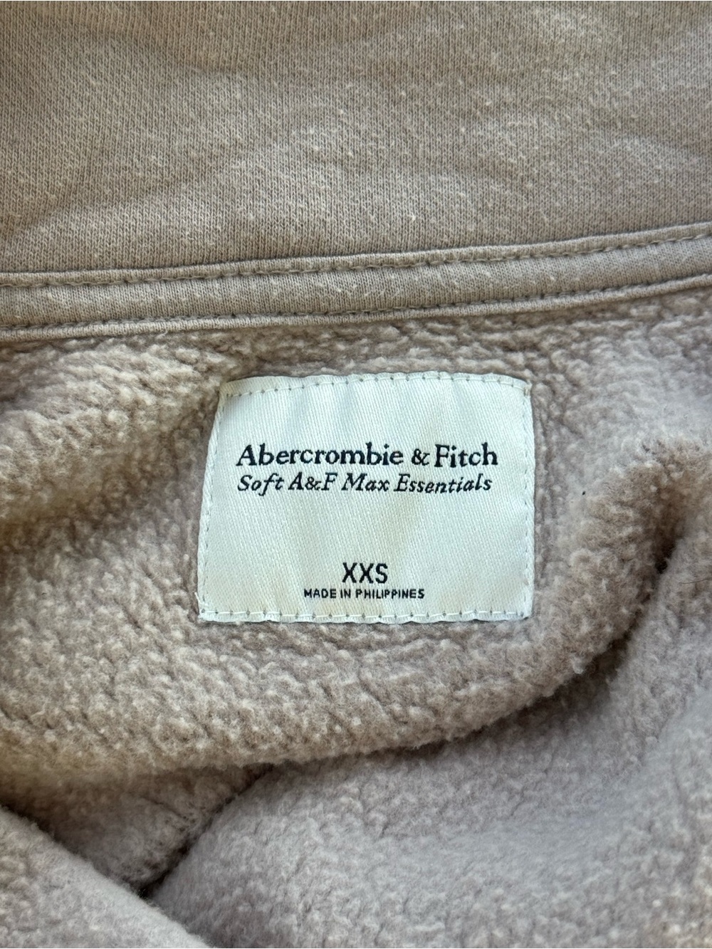 Abercrombie & Fitch Soft AF Max Essentials Quarter Zip XS Sunday Half Zip Taupe - Picture 3 of 4